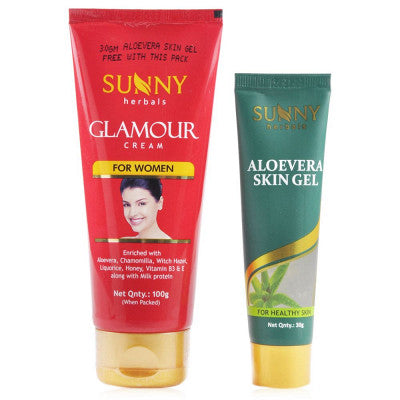 Bakson Sunny Herbals Glamour Cream (For Women) With Free Bakson Sunny Herbals Aloevera Skin Gel (100g)