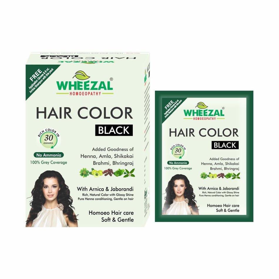 Wheezal Hair Color - Black Pack of 4 Pouch