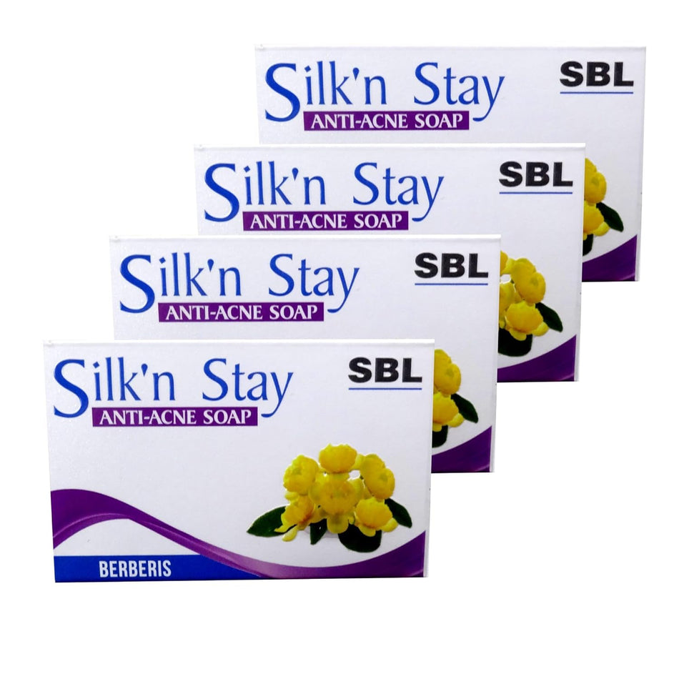 SBL Silk'n Stay Berberis Antiacne Soap with Natural Extracts - 75g || Pack Of 4