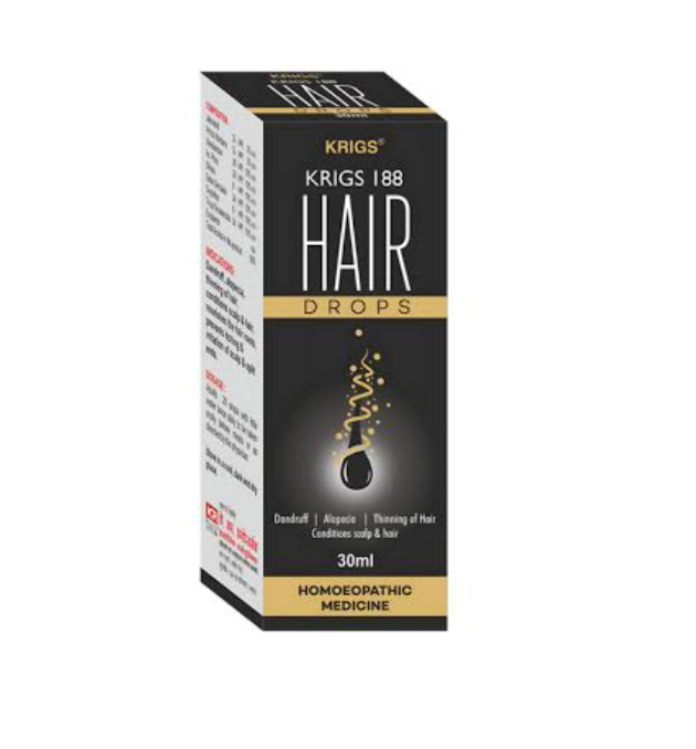 Krigs 188 Hair Drops – Homeopathic Formula for Hair Growth, Dandruff & Scalp Nourishment