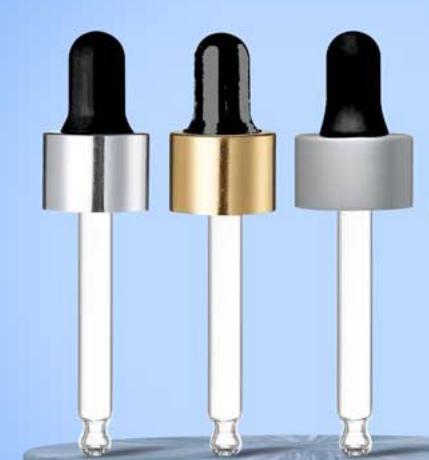 18mm Golden and Silver Dropper with Black Rubber Teat