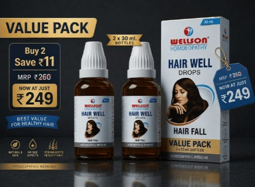 Wellson Hair Well Drops (pack of 2) – Homeopathic Remedy for Hair Growth & Strength