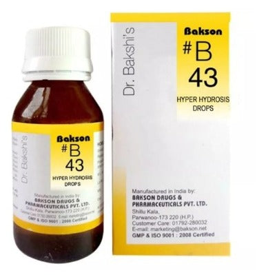 Bakson B43 Hyper Hydrosis Drops – Homeopathic Solution for Excessive Sweating