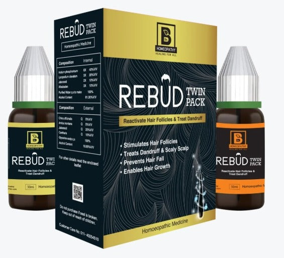 Burnett REBUD TWIN PACK DROPS – Homeopathic Hair Growth & Scalp Care Solution