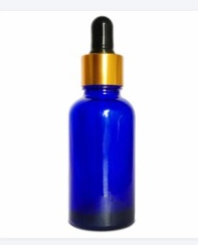 50 ml Blue Glass Bottle with Glass Dropper, Gold Sleeve and Silicon Black Teat| Refillable| Leak-Proof