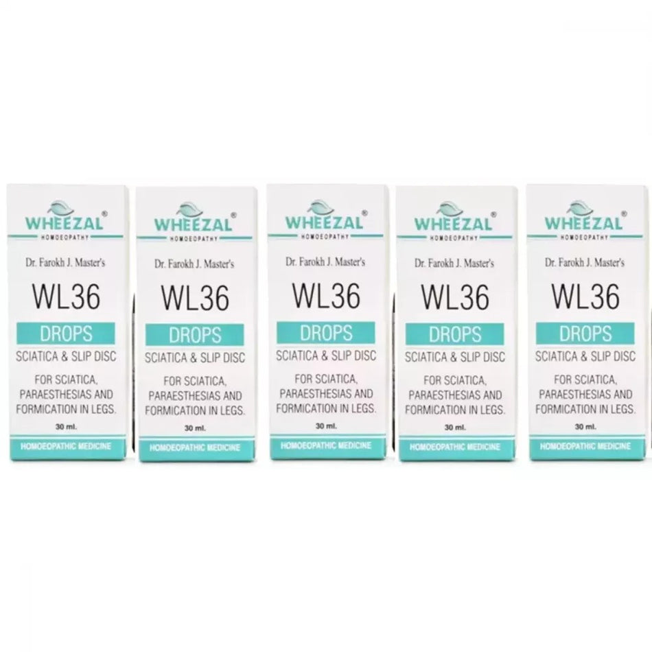 Wheezal WL-36 Sciatica And Slip Disc Drops (30ml, Pack of 5)