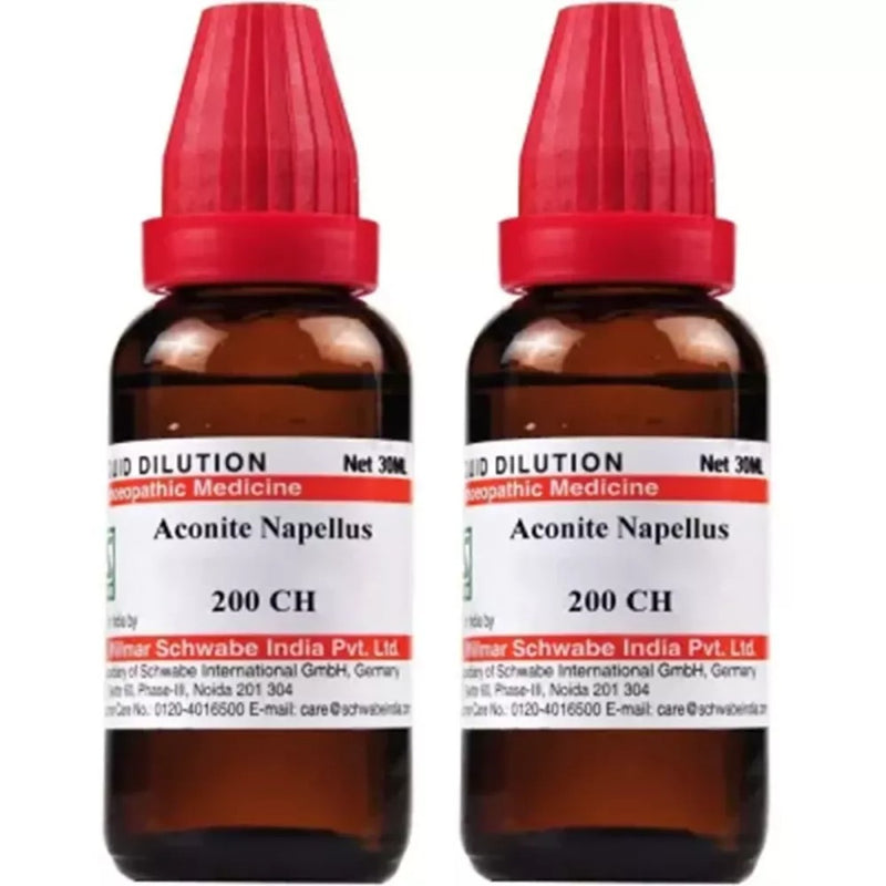 Willmar Schwabe India Aconite Napellus 200 CH (30ml, Pack of 2)